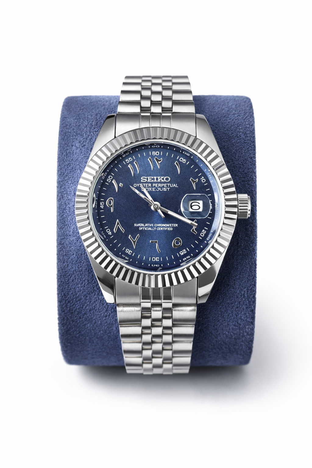 Custom Mod Blue Dial Automatic Watch – Jubilee Bracelet