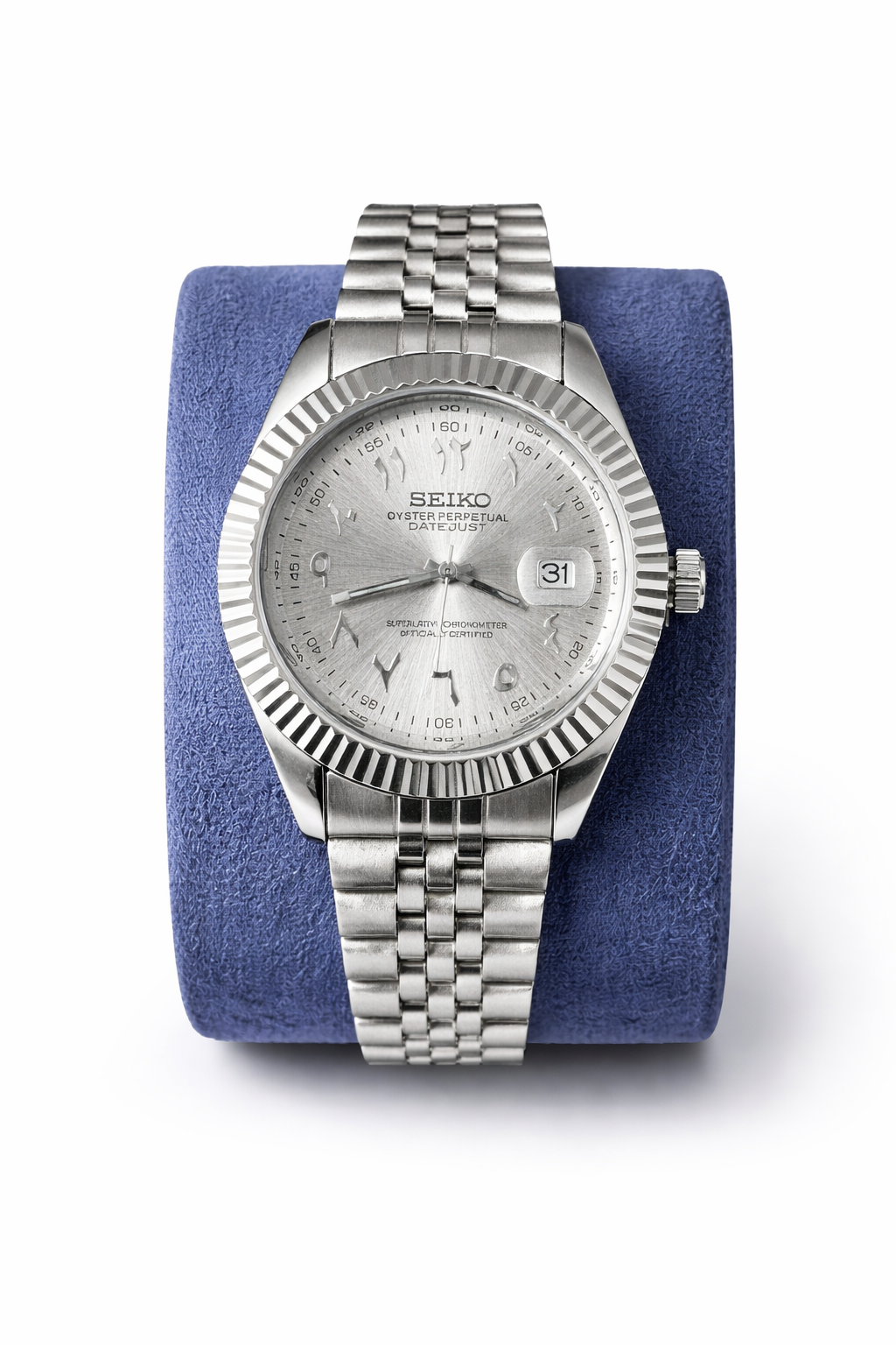 Custom Mod Silver Dial Automatic Watch – Fluted Bezel